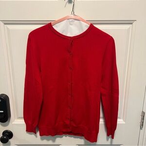 Red long-sleeved button cardigan, Size Small